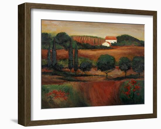 Crimson Light in Tuscany-John Zaccheo-Framed Giclee Print