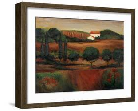 Crimson Light in Tuscany-John Zaccheo-Framed Giclee Print