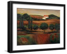 Crimson Light in Tuscany-John Zaccheo-Framed Giclee Print