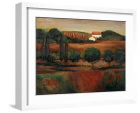 Crimson Light in Tuscany-John Zaccheo-Framed Giclee Print
