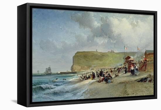 Crinolines on the Beach, Fecamp, 1871-Jules Achille Noel-Framed Stretched Canvas