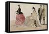 Crinolines on the Beach (Pencil and W/C on Paper)-Eugène Boudin-Framed Stretched Canvas