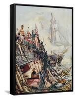 Crippled But Unconquered: The 'Belleisle' at the Battle of Trafalgar, 21st October 1805, from…-William Lionel Wyllie-Framed Stretched Canvas
