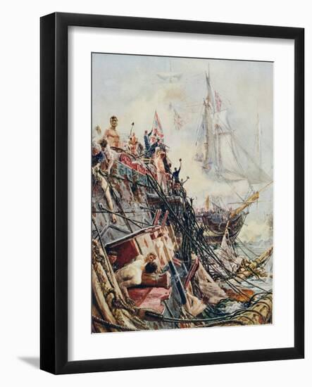 Crippled But Unconquered: The 'Belleisle' at the Battle of Trafalgar, 21st October 1805, from…-William Lionel Wyllie-Framed Giclee Print