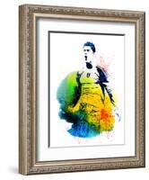 Cristiano Ronaldo Watercolor-Jack Hunter-Framed Art Print