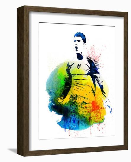 Cristiano Ronaldo Watercolor-Jack Hunter-Framed Art Print