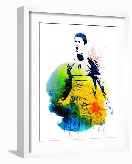 Cristiano Ronaldo Watercolor-Jack Hunter-Framed Art Print