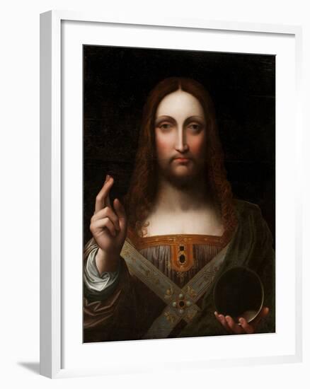 Cristo Salvator Mundi (Oil on Wood Panel)-Giovanni Pedrini Giampietrino-Framed Giclee Print