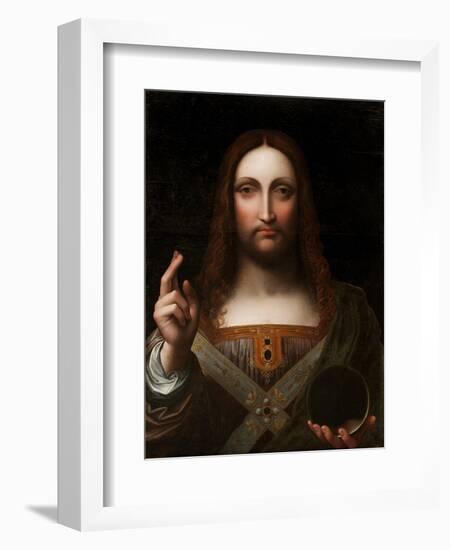 Cristo Salvator Mundi (Oil on Wood Panel)-Giovanni Pedrini Giampietrino-Framed Premium Giclee Print