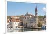 Croatia, Brac, Milna. Church of our Lady of the Annunciation 18th century dominates waterfront.-Trish Drury-Framed Photographic Print