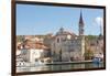 Croatia, Brac, Milna. Church of our Lady of the Annunciation 18th century dominates waterfront.-Trish Drury-Framed Photographic Print