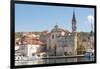 Croatia, Brac, Milna. Church of our Lady of the Annunciation 18th century dominates waterfront.-Trish Drury-Framed Photographic Print