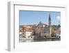 Croatia, Brac, Milna. Church of our Lady of the Annunciation 18th century dominates waterfront.-Trish Drury-Framed Photographic Print