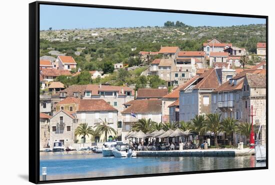 Croatia, Brac, Milna. Waterfront cafe.-Trish Drury-Framed Stretched Canvas