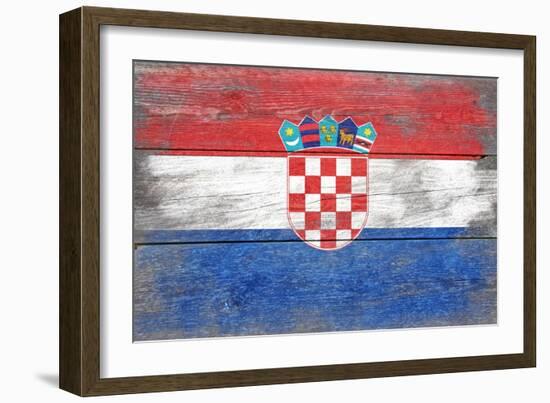 Croatia Country Flag - Barnwood Painting-Lantern Press-Framed Art Print