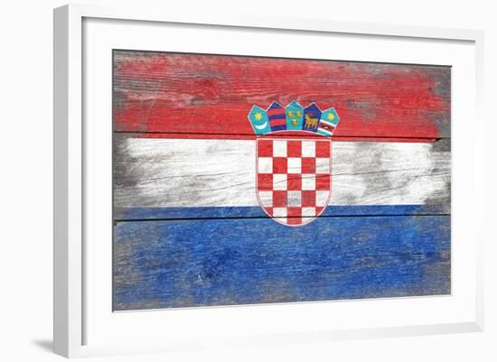 Croatia Country Flag - Barnwood Painting-Lantern Press-Framed Art Print