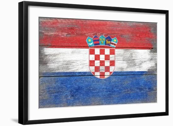 Croatia Country Flag - Barnwood Painting-Lantern Press-Framed Art Print