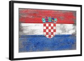 Croatia Country Flag - Barnwood Painting-Lantern Press-Framed Art Print