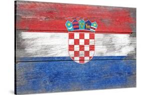 Croatia Country Flag - Barnwood Painting-Lantern Press-Stretched Canvas