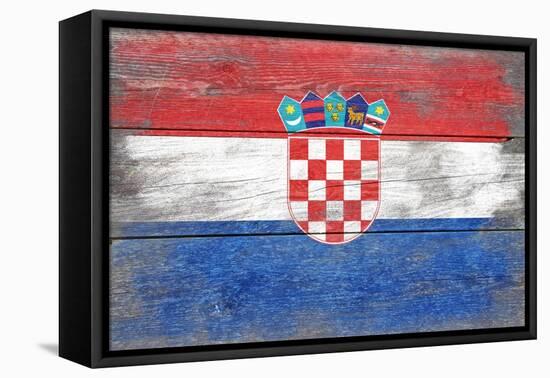 Croatia Country Flag - Barnwood Painting-Lantern Press-Framed Stretched Canvas