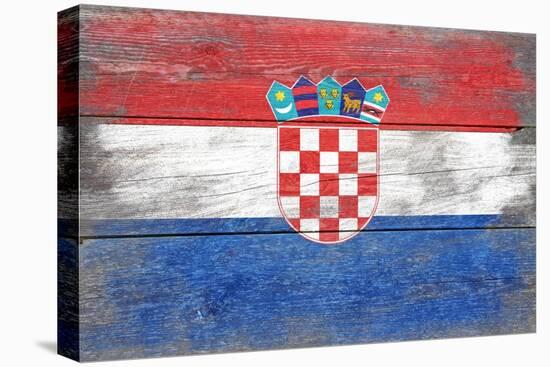 Croatia Country Flag - Barnwood Painting-Lantern Press-Stretched Canvas