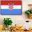 Croatia Country Flag - Letterpress-Lantern Press-Framed Stretched Canvas displayed on a wall