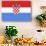 Croatia Country Flag - Letterpress-Lantern Press-Stretched Canvas displayed on a wall
