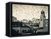 Croatia, Dalmatia, Dubrovnik, Old Town (Stari Grad), Clock Tower Surrounded by Birds-Alan Copson-Framed Stretched Canvas