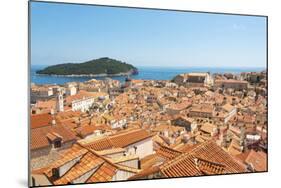 Croatia, Dubrovnik. Dense walled city, Adriatic, Lokrum Island.-Trish Drury-Mounted Photographic Print