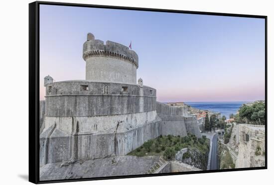 Croatia, Dubrovnik, Minceta Tower and Old Town at Dawn-Rob Tilley-Framed Stretched Canvas