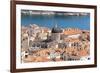 Croatia, Dubrovnik. Old City Cathedral, red tile roofs and Adriatic.-Trish Drury-Framed Photographic Print