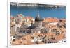 Croatia, Dubrovnik. Old City Cathedral, red tile roofs and Adriatic.-Trish Drury-Framed Photographic Print