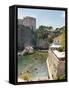 Croatia, Dubrovnik. Restaurant outside walled old city. St. Lawrence Fort.-Trish Drury-Framed Stretched Canvas