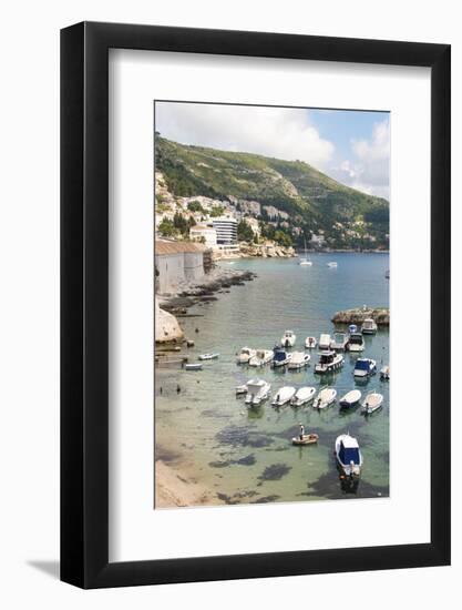 Croatia, Dubrovnik. View of marina and coastline from old city wall.-Trish Drury-Framed Photographic Print