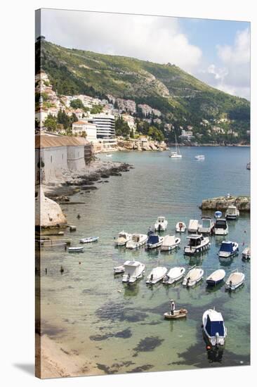 Croatia, Dubrovnik. View of marina and coastline from old city wall.-Trish Drury-Stretched Canvas