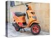 Croatia, Hvar. Bright orange vespa bike in the town of Hvar. (Editorial Use Only)-Julie Eggers-Stretched Canvas