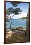 Croatia, Hvar Island, Stari Grad. Picturesque waterfront spot for bench.-Trish Drury-Framed Photographic Print