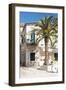 Croatia, Hvar Island, Stari Grad. Uncrowded. Bicycle parked at cafe.-Trish Drury-Framed Photographic Print