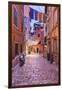 Croatia, Istria, Adriatic Coast, Rovinj, Old Town Lane in the Evening-Udo Siebig-Framed Photographic Print