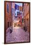 Croatia, Istria, Adriatic Coast, Rovinj, Old Town Lane in the Evening-Udo Siebig-Framed Photographic Print