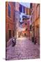 Croatia, Istria, Adriatic Coast, Rovinj, Old Town Lane in the Evening-Udo Siebig-Stretched Canvas