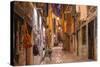 Croatia, Istria, Adriatic Coast, Rovinj, Old Town Lane in the Evening-Udo Siebig-Stretched Canvas