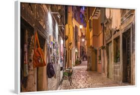 Croatia, Istria, Adriatic Coast, Rovinj, Old Town Lane in the Evening-Udo Siebig-Framed Photographic Print