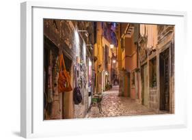 Croatia, Istria, Adriatic Coast, Rovinj, Old Town Lane in the Evening-Udo Siebig-Framed Photographic Print