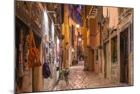 Croatia, Istria, Adriatic Coast, Rovinj, Old Town Lane in the Evening-Udo Siebig-Mounted Photographic Print