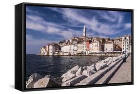 Croatia, Istria, Adriatic Coast, Rovinj, South View of the Old Town with Church Sv. Eufemija-Udo Siebig-Framed Stretched Canvas