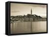 Croatia, Istria, Rovinj, Rovinj Town View with the Cathedral of St. Euphemia-Walter Bibikow-Framed Stretched Canvas