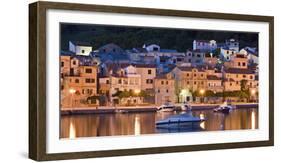 Croatia, Kvarner Gulf, Krk (Island), City of Baska, Night, Lighting, Harbour-Rainer Mirau-Framed Photographic Print