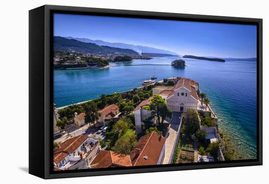 Croatia, Old Town with Cathedral in Front of Velebit Mountain-Udo Siebig-Framed Stretched Canvas