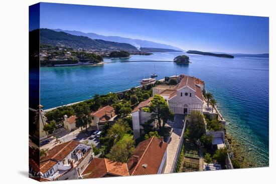 Croatia, Old Town with Cathedral in Front of Velebit Mountain-Udo Siebig-Stretched Canvas